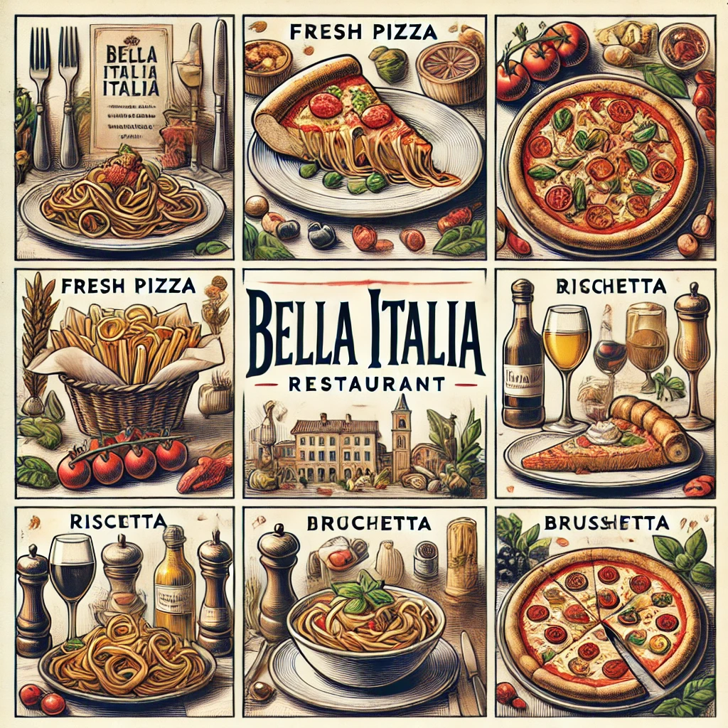 Bella Italia restaurant menu menuspotuk