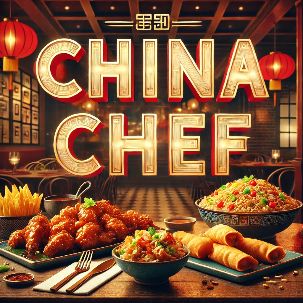 DALL·E 2025 02 22 02.08.02 A delicious selection from the China Chef menu featuring General Tsos chicken fried rice crispy spring rolls and steamed dumplings. The backgroun