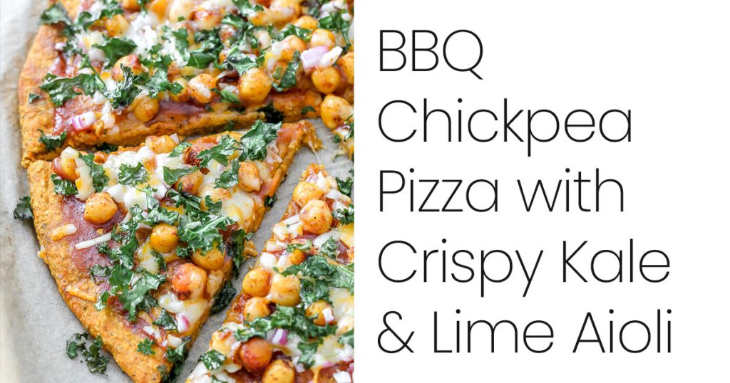 BBQ Chickpea Pizza with Crispy Kale Lime Aioli