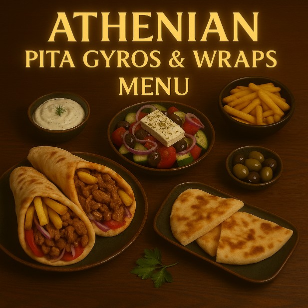 featured image for Athenian Pita Gyros Wraps menu menuspotuk