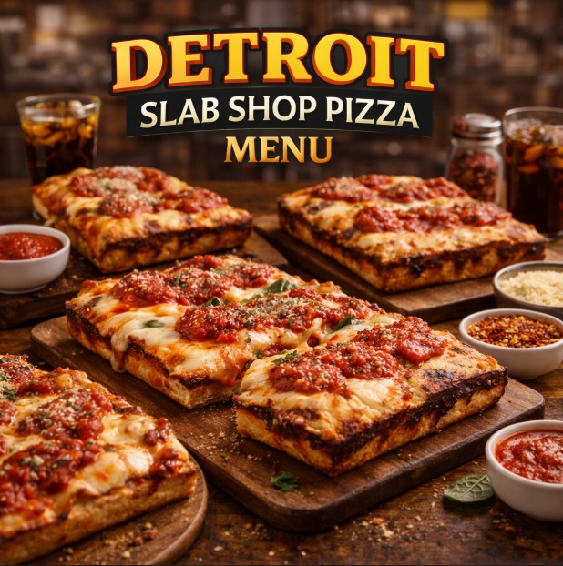 featured image of Detroit Slab Shop Pizza menu menuspotuk