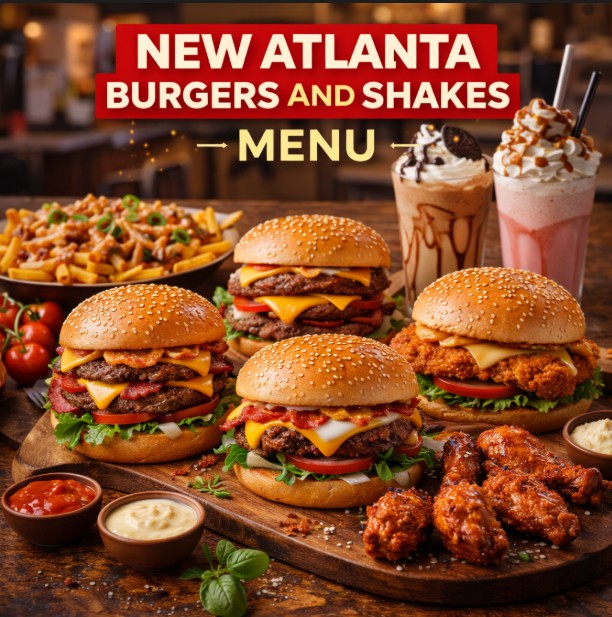 featured image of New Atlanta burger and Shakes menu menuspotuk