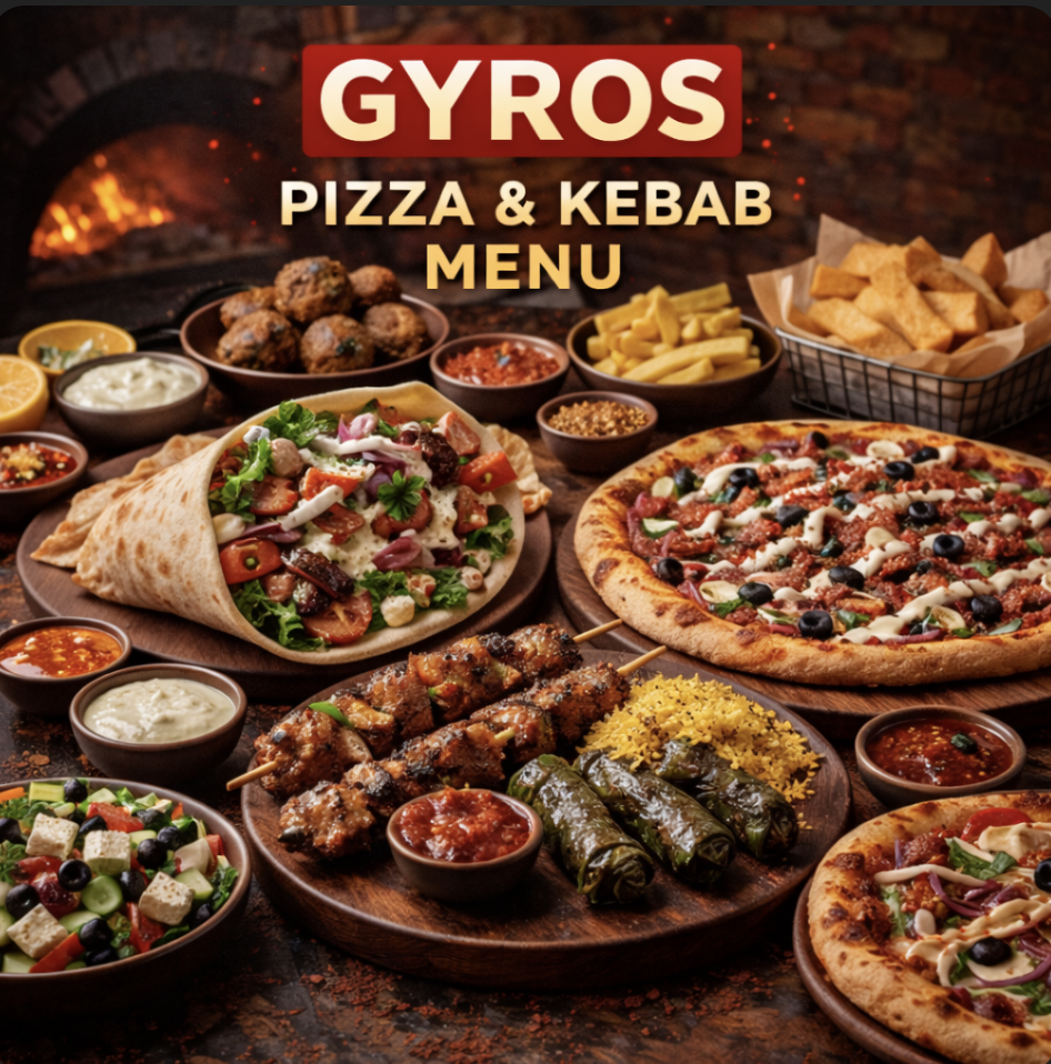 featured image of gyros pizza and kebab